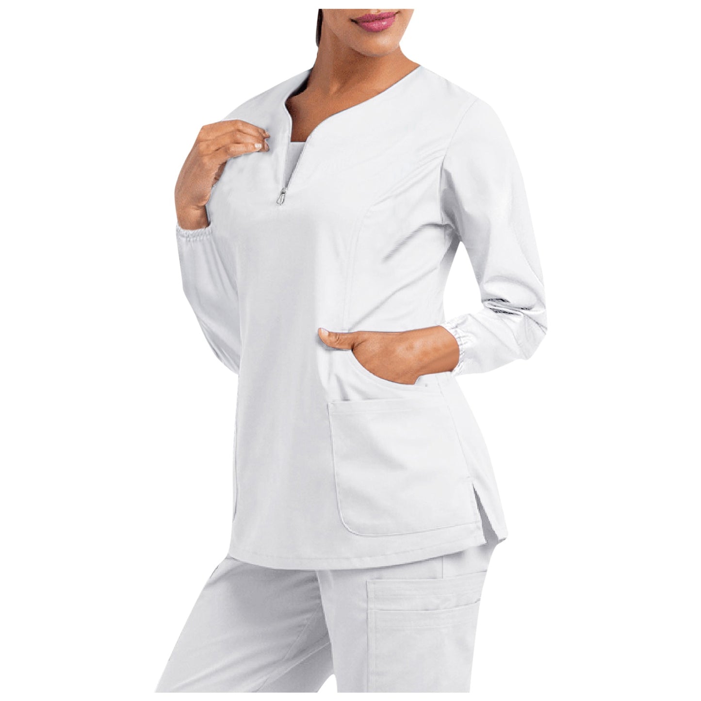 Plug Size V Neck Long Sleeve Cotton Scrubs