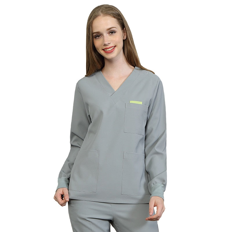 Grey Scrub Uniform Women Nursing Scrubs Set - My Store