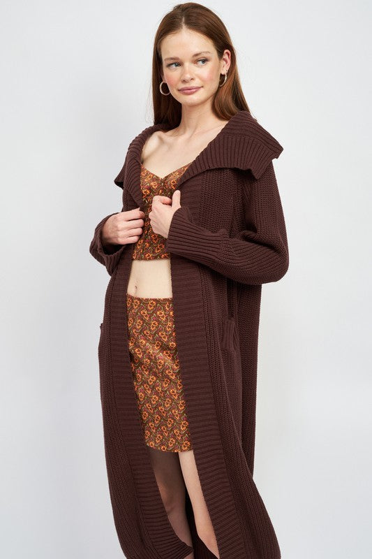 LAPEL CORRAR MAXI CARDIGAN