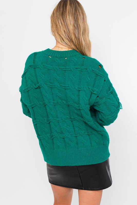 Mock Neck Cable Texture Sweater