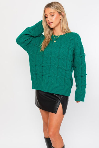 Mock Neck Cable Texture Sweater