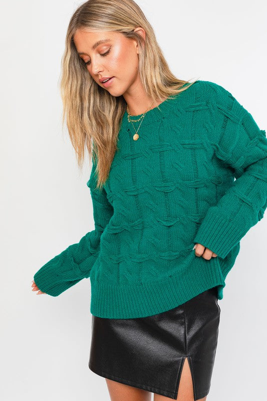 Mock Neck Cable Texture Sweater