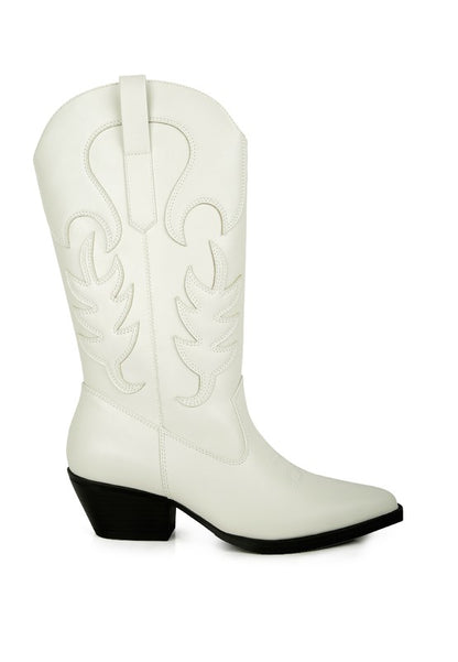 Ponsies Embroidered Block Heel Cowboy Boots