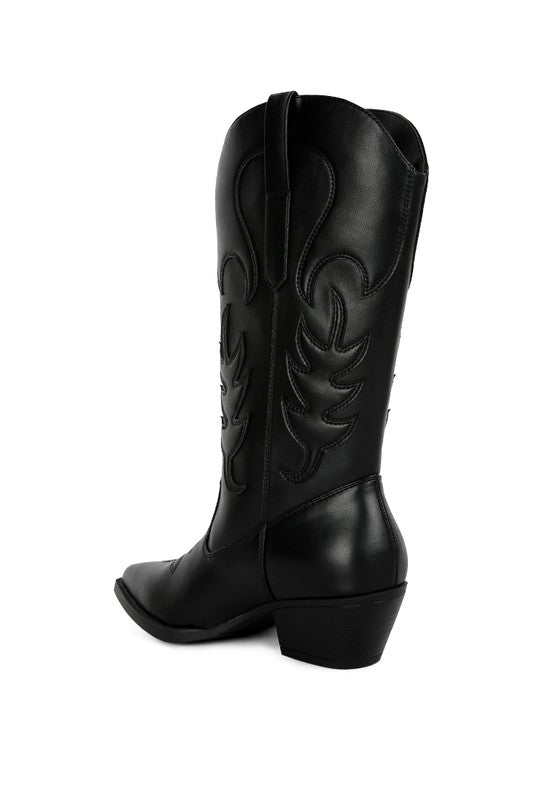 Ponsies Embroidered Block Heel Cowboy Boots