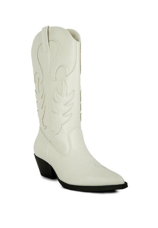 Ponsies Embroidered Block Heel Cowboy Boots