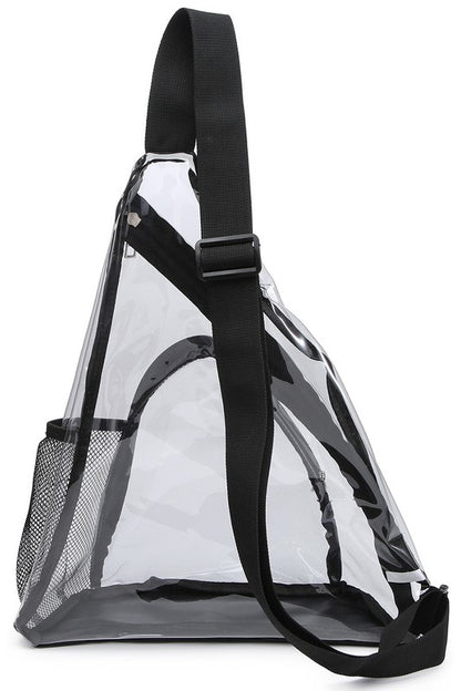 Transparent Triangle See Thru Sling Bag Backpack