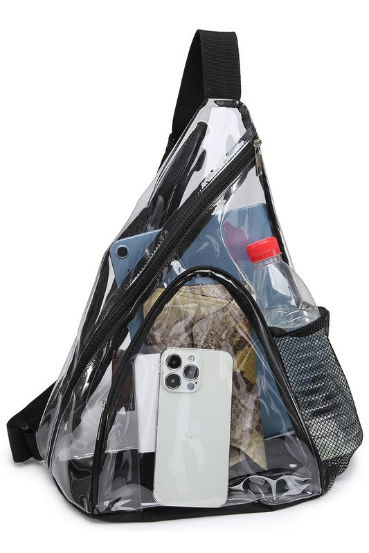 Transparent Triangle See Thru Sling Bag Backpack