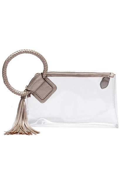 See Thru Transparent Clear Cuff Handle Clutch