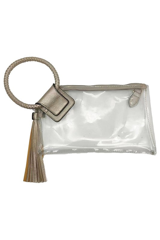 See Thru Transparent Clear Cuff Handle Clutch