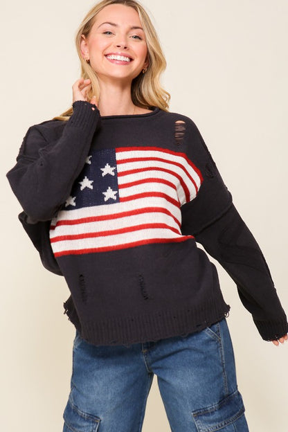 Distressed USA Logo Sweater