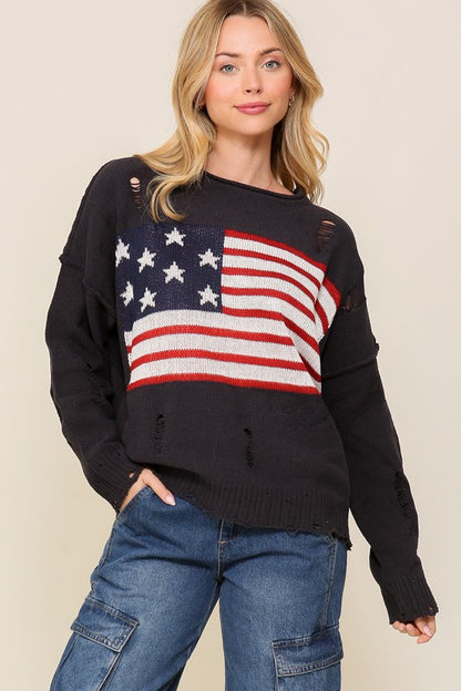 Distressed USA Logo Sweater