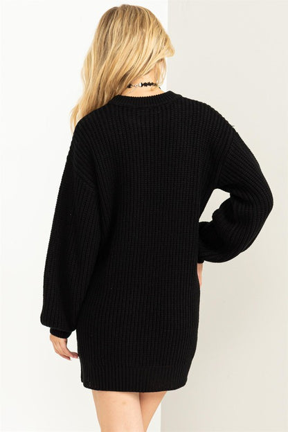 Cable-Knit Ribbed Mini Sweater Dress