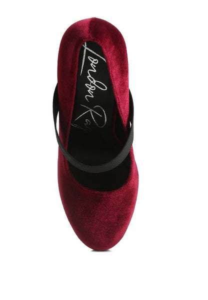 Krause High Block Heel Velvet Pumps