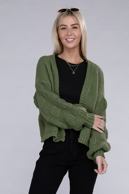 Open Front Drop Shoulder Cardigan