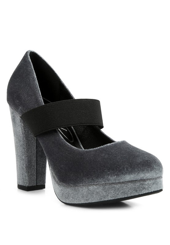 Krause High Block Heel Velvet Pumps