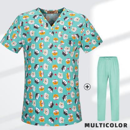 High Quality Cartoon Printing Working Scrubs