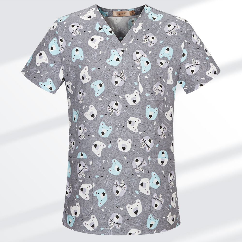 High Quality Cartoon Printing Working Scrubs