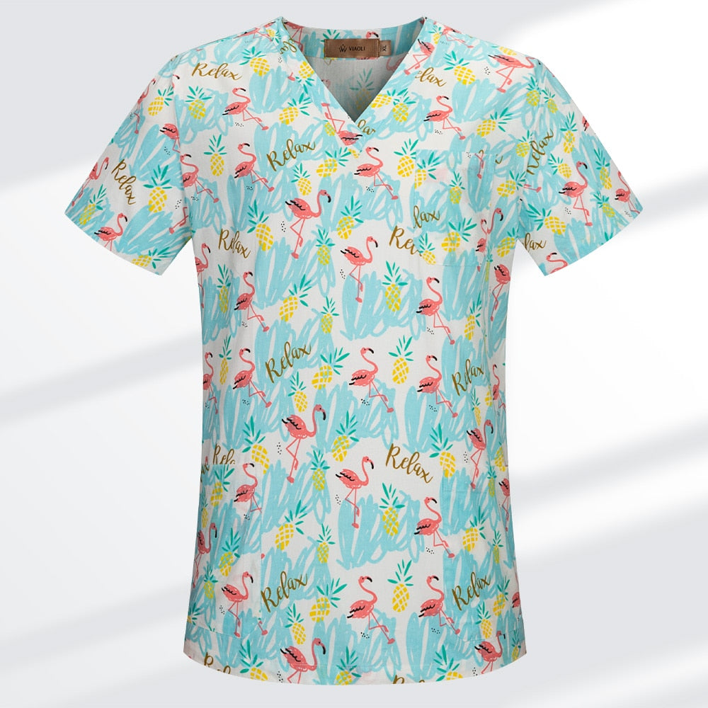 High Quality Cartoon Printing Working Scrubs