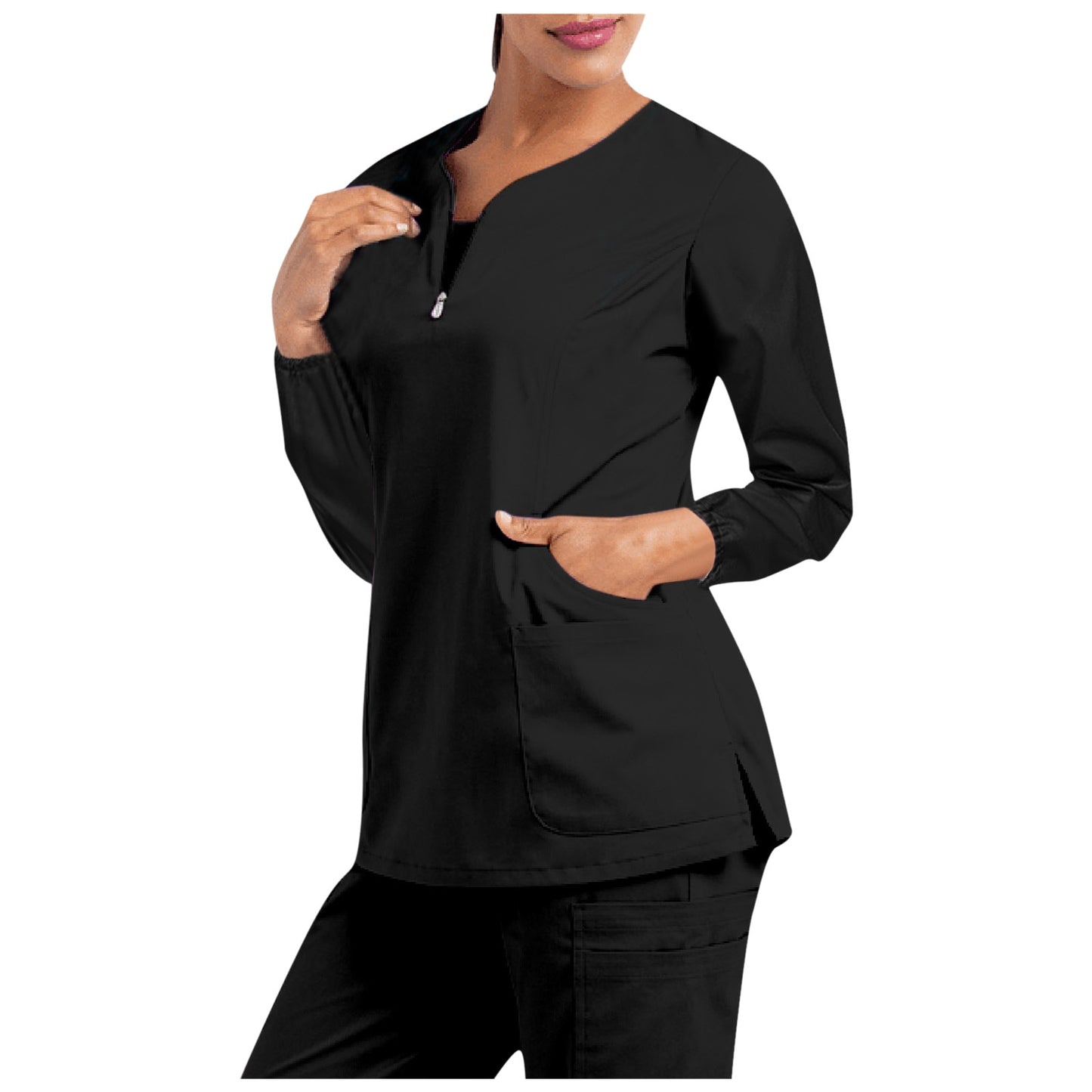 Plug Size  V Neck  Long Sleeve Cotton Scrubs