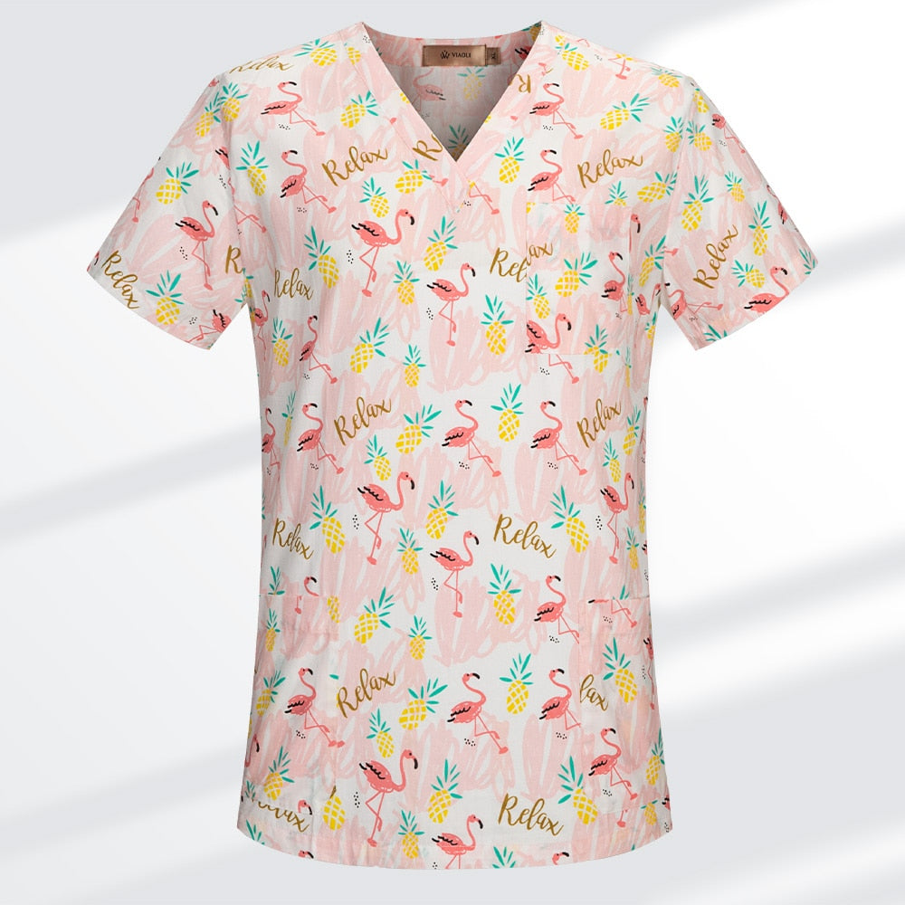 High Quality Cartoon Printing Working Scrubs