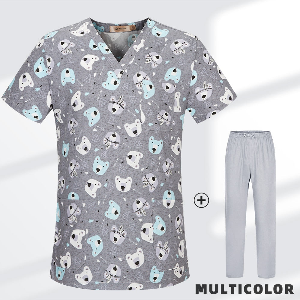 High Quality Cartoon Printing Working Scrubs