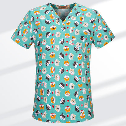 High Quality Cartoon Printing Working Scrubs