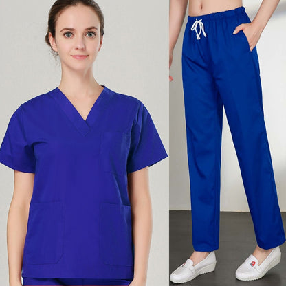 Short Sleeve Scrub Top Workwear Cotton Doctor Costume Scrubs