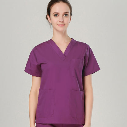 Short Sleeve Scrub Top Workwear Cotton Doctor Costume Scrubs