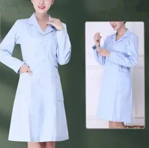 Women's Fashion Lab Coat with Adjustable Waist Belt