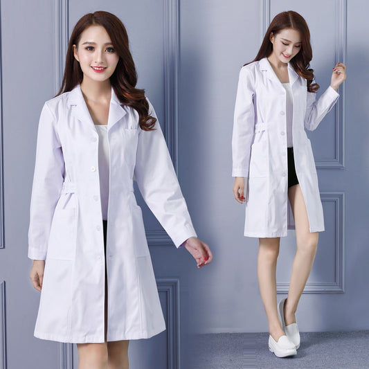 Women's Fashion Lab Coat with Adjustable Waist Belt