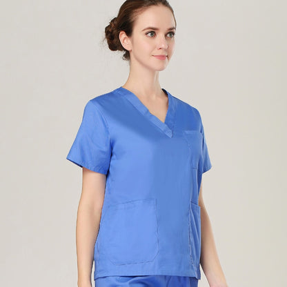 Short Sleeve Scrub Top Workwear Cotton Doctor Costume Scrubs