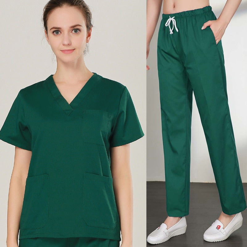 Short Sleeve Scrub Top Workwear Cotton Doctor Costume Scrubs