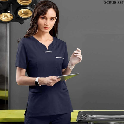 Stretching Medical Quick Dry Doctor Short Sleeve Scrubs